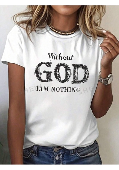 Flood Of Style Kadın Beyaz Withoud God Baskılı Oversize T-shirt