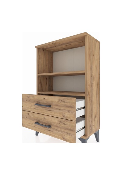 Arges Komodin 2 Raflı 2 Çekmeceli 60x30x96 Çam-çam Çam