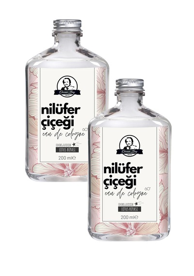 Deluxe Seri Nilüfer Çiçeği Kolonyası Parfümlü Lotus Çiçeği Kokulu Kolonya 200 Ml X 2 Cam Şişe