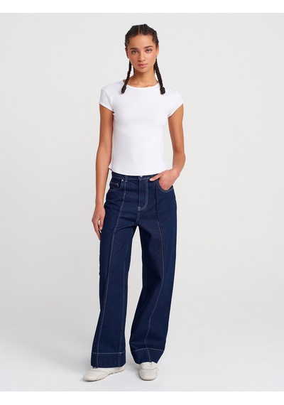 Dilvin 31779 Bisiklet Yaka Basic T-shirt-beyaz Beyaz
