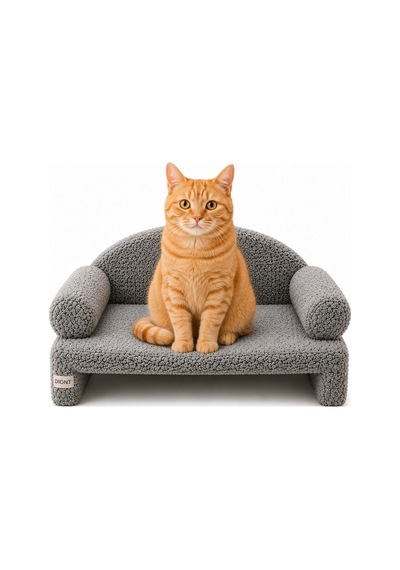 Reyo Pet Peluş Kedi Koltuğu Kedi Kanepesi Kedi Yatağı Evcil Hayvan Dinlenme Koltuğu Rahat Kedi Sofa Yatağı 45 x 33 x 25 CM Gri