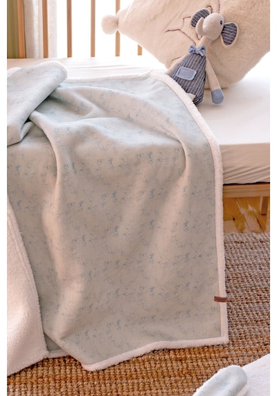 Fluffy Bebek Battaniyesi 80x100 Solid Yeşil Kundak Puset Çift Taraflı Koyun Tüyü Battaniye 100x80