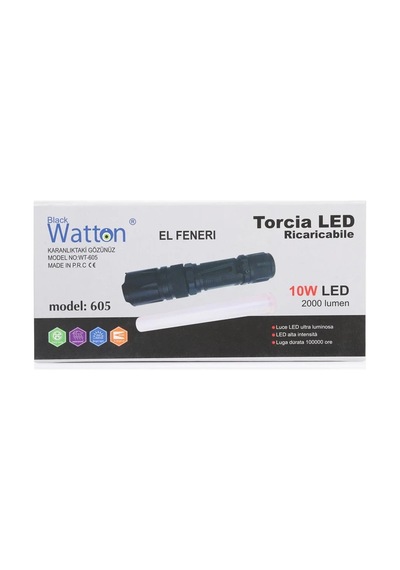 10w 2000 Lümen 4 Renk Güçlü El Feneri Wt-605 Çok  Renkli