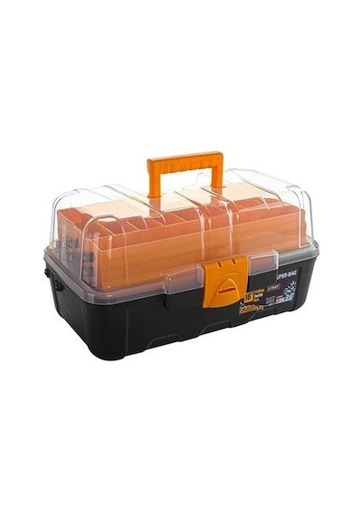Super-Bag Şeffaf Balıkçı Takım Alet Çantası 16" (Üç Raflı) Kırmızı