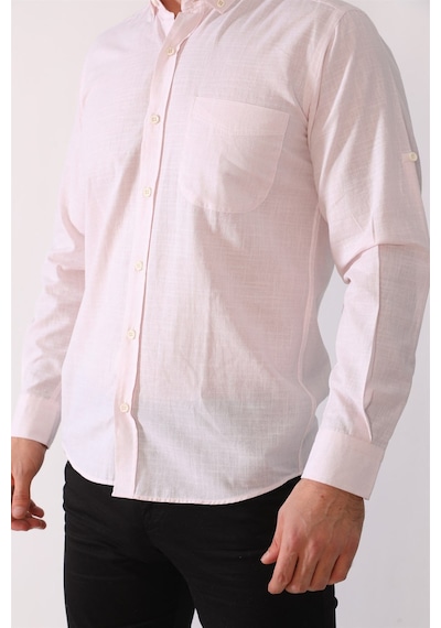 G625 Dewberry Keten Gömlek-pembe Pembe