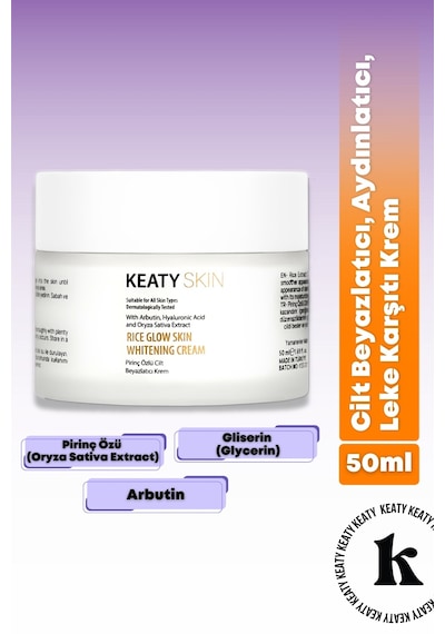 Keaty Skin Pirinç Özlü Cilt Beyazlatıcı Aydınlatıcı Leke Karşıtı Krem 50 ML