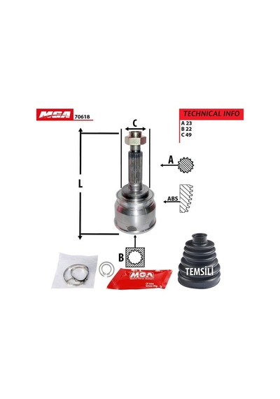 MGA 70618 Aks Kafası Dış Swift 90-02 1.6 Sedan 1.3 Gtı 23X22X49