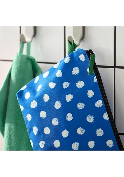 Ikea Skogssallat Makyaj Çantası, Mavi-beyaz-noktalı