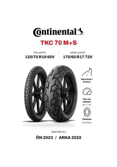 Continental Tkc 70 120/70r19 + 170/60r17 Takım 2023/2022 Üretim Dot