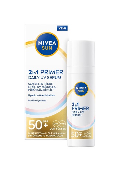 Sun Spf50 Nemlendirici Primer Serum 30ml, Makyaj Bazı, Hyaluron, Yüksek Güneş Koruyucu