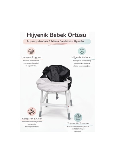 Universal Hijyenik Bebek Örtüsü - Alışveriş Arabası Ve Mama Sandalyesi Koruyucu
