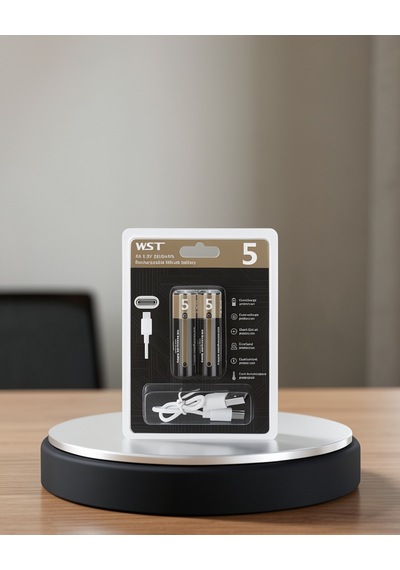 Aa Kalem Pil, 1.5v Lityum, Type-c Usb Hızlı Şarj Edilebilir Çiftli Paket