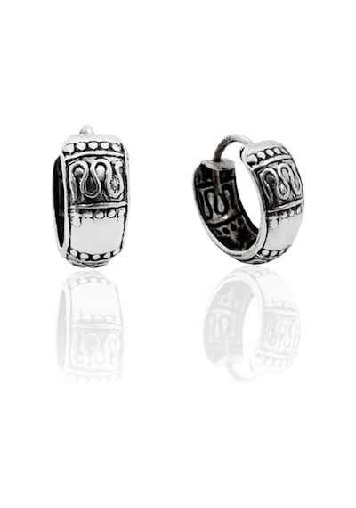 Oya Silver Minimal Etnik Antik Motifli Gümüş Halka Küpe 1.4x1.4cm Oysy311