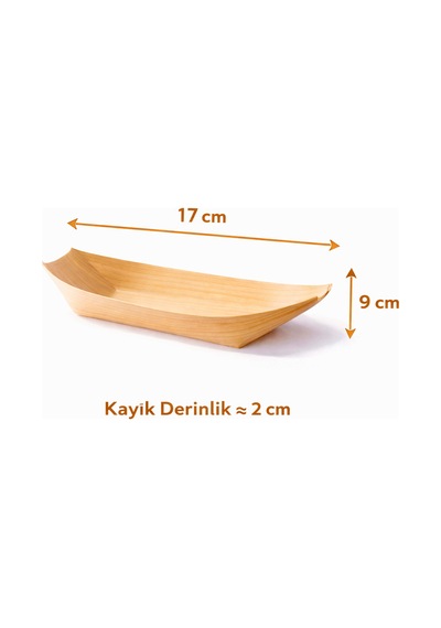 50'li Pkt Büyük Bambu Kayık Tadım Tabağı 17x9 Cm Kokteyl Sunum Tabağı Catering Parti Servis Tabak