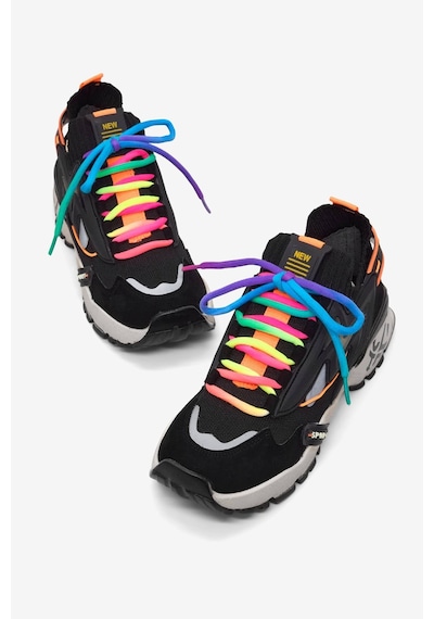 Tonny Black Rahat Kalıp Renkli Lastik Boğazlı Bağcıklı Sneaker Kadın Siyah Sneaker Tbtdyz1903