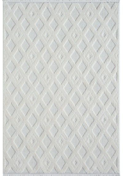 Mariesse Home Elit Bukleli Yumuşak Peluş Post Shaggy Çocuk Odası Oturma Odası Salon Mutfak Halısı 0279c Beyaz