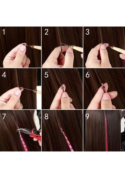 Fiber Sentetik Boncuk Kaynaklık Renkli Saç / Lila / 100 Adet Çok Renkli