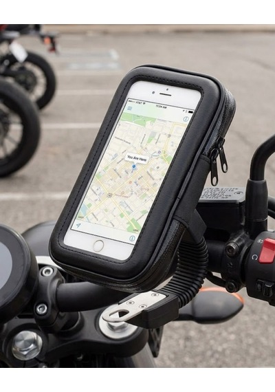 Su Geçirmez Motosiklet Scooter Telefon Standı Dokunmatik Ekranlı Bisiklet Tutucu Siyah