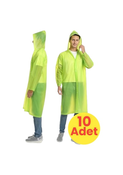 Tezzgelsin Erkek Rüzgar Geçirmez Yağmurluk 10 Adet Yeşil
