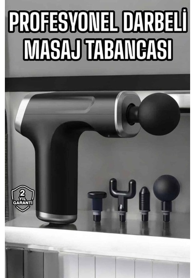 Masaj Tabancası 4 Başlıklı Kas Ve Vücut Ağrıları İçin Şarjlı Darbeli
