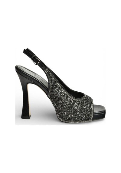 Fox Shoes Y569925214 Siyah Sim Minik Taş Detaylı Kalın Topuklu Abiye Ayakkabı Siyah
