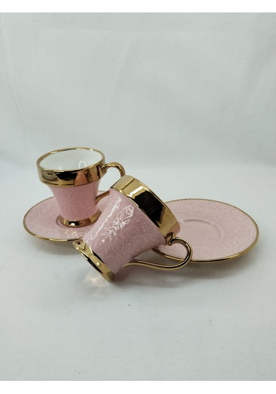 Tutku 2 Kişilik Porselen Nescafe Fincanı Pembe Renk Pembe