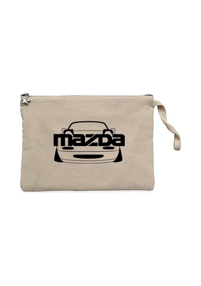 Mazda Rx-7 Text Car Krem Clutch Astarlı Cüzdan / El Çantası