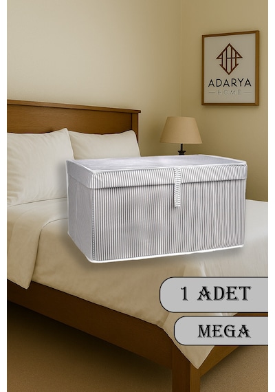Adarya Home 1 Adet Kapaklı Kutu Hurç 60x40x30 Mega Boy Gri