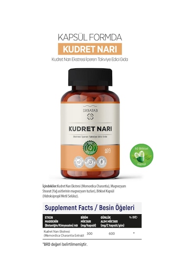 Erbatab Kudret Narı Ekstresi 60 Kapsül