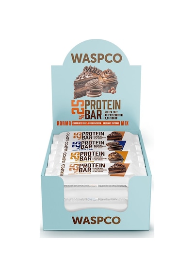 Waspco Bitter Çikolata Kaplı Protein Bar Karma Kutu 36G x 12 Adet 3 Çeşit