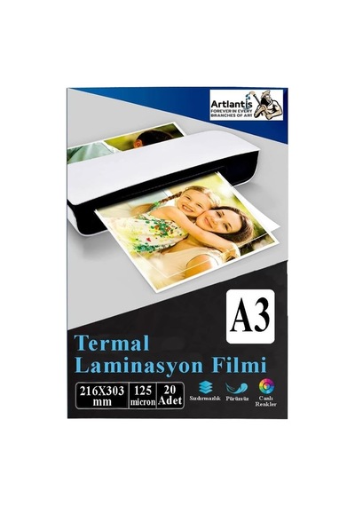 Laminasyon Filmi Parlak A3 20 Li 1 Paket 125 Mikron Laminasyon Kaplama Pvc Kaplama Poşeti 20 Ad