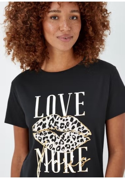 2469 Siyah Baskılı Kadın T-shirt -90 Siyah
