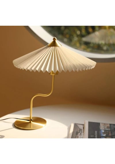 Exclusive Collection Krem Şapka Tasarım Umbrella Abajur Eskitme Gold Sarı Gold