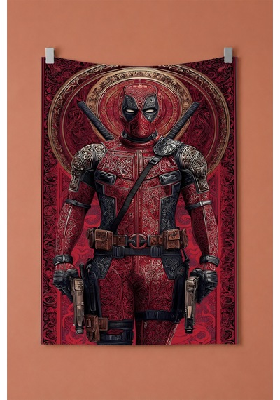Deadpool Kahraman Duvar Örtüsü, Gamer Oda Dekoru, Çizgi Roman Temalı Kumaş Duvar Halısı Beyaz