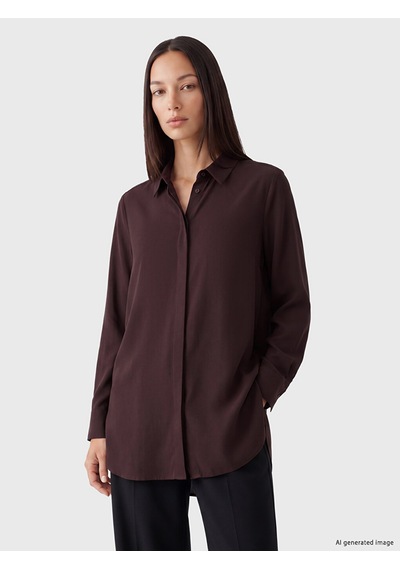 Lcw Everyday Kahverengi Gabardin Kadın Gömlek Tunik
