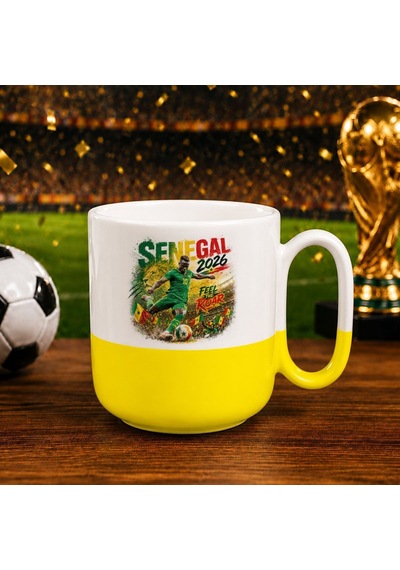 Bk Gift Senegal Taraftar Temalı 2026 Dünya Kupası Tasarımlı Sarı Joyful Kupa Bardak