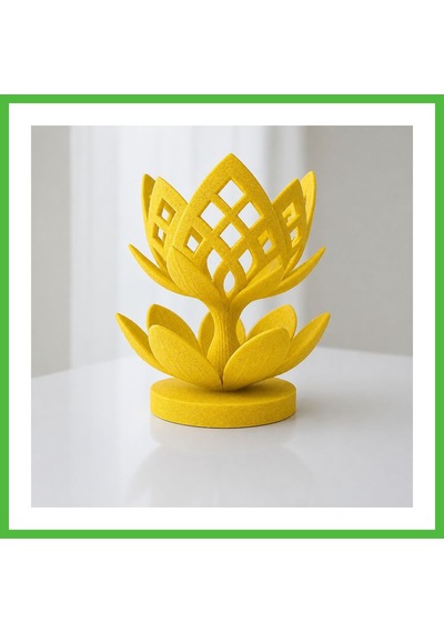 Vaveni 3d Baskı Lotus Çiçeği Mumluk - Dekoratif Tealight Mumluk-sarı Arz