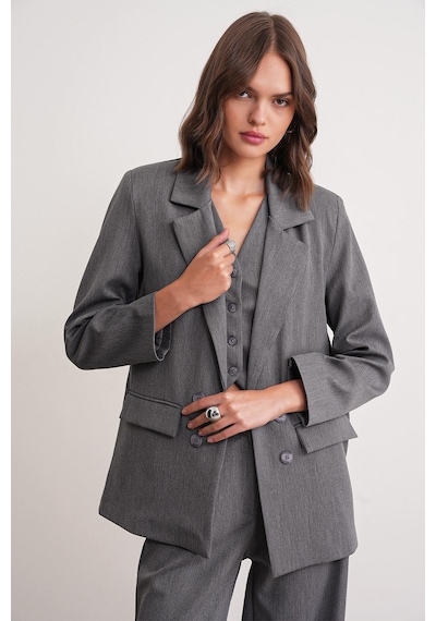 Mixray 4745 Kadın Oversize Blazer Ceket Antrasit