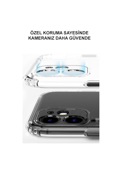 Samsung Galaxy Uyumlu S22 Kılıf Kamera Korumalı Tıpalı Şeffaf Silikon Kapak
