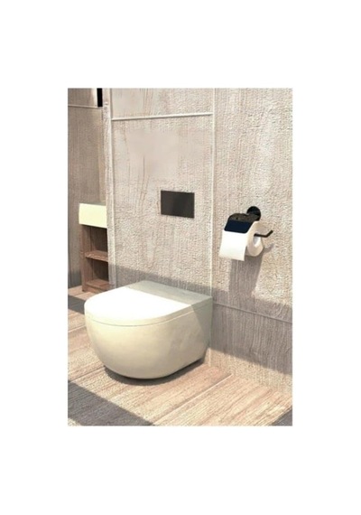 Siyah Geniş Kapaklı Vidalı Tuvalet Kağıtlığı Wc Kağıtlık Tuvalet Kağıdı Askısı Metal Diğer