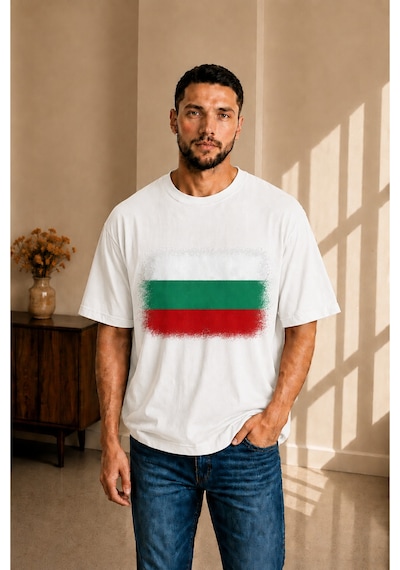 Sngl Tekstil Erkek Oversize Bulgaristan Bayrak Baskılı Kısa Kollu Tişört S M L Xl 2xl Beyaz Sngl Tekstil Erkek Oversize Bulgaristan Bayrak Baskılı Kısa Kollu Tişört S M L Xl 2xl Beyaz