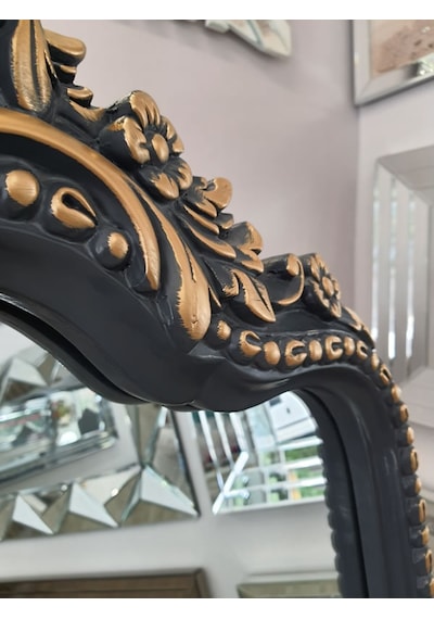 Ayna Denizi Princess Anthracite Gold Model Antrasit Altın Renk Dekoratif Ayaklı Boy Aynası Antrasit - Altın