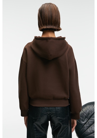 Grimelange SELENE Kadın Kapüşonlu Kangru Cepli Regular Fit Kahverengi Sweatshirt