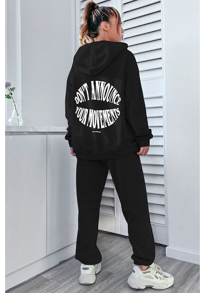 Uyguntarz Unisex Dont Baskılı Eşofman Takımı Siyah