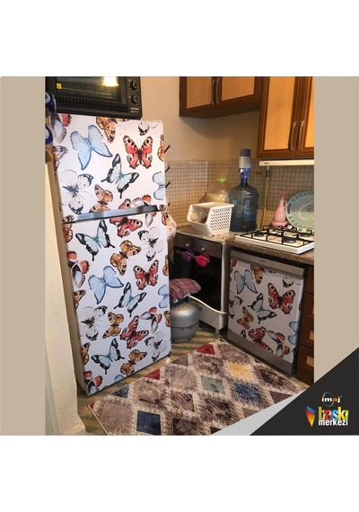 Buzdolabı Ve Bulaşık Makinesi Kapak Sticker Kelebek Folyo