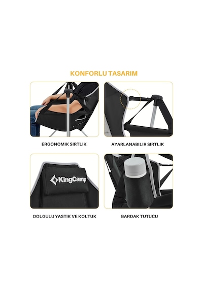 Kingcamp Orchid Salıncaklı Katlanır Kamp Sandalyesi Black/grey Çok Renkli