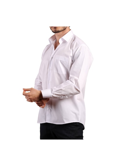 Dicotto Beyaz Büyük Beden Rahat Kesim Cepli Uzun Kol Regular Fit Erkek Gömlek - 150-1 001