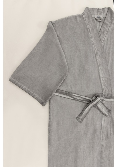 Raw Pamuk Gri Sabahlık Kimono S-m 1517a Gri
