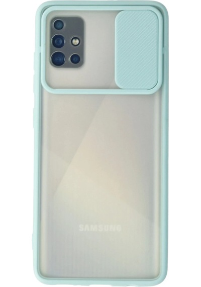 Newface - 570 - Samsung Galaxy Uyumlu A71 Kılıf Palm Buzlu Kamera Sürgülü Silikon - Csmo-tex - - Turkuaz