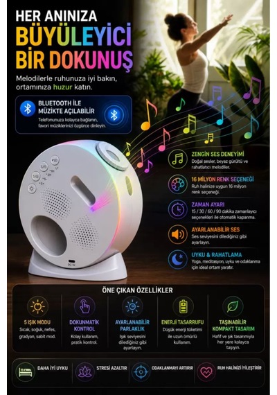 Galaxy Uyumlu Projektör Yıldız Gece Lambası Rgb Bluetooth Hoparlörlü Döner Uzay Projeksiyon Alarm Özellikli